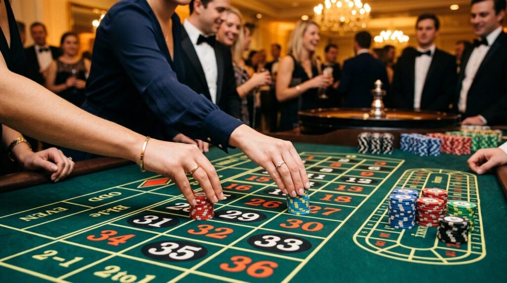 Close-up professional stock photo of hands placing bets at a