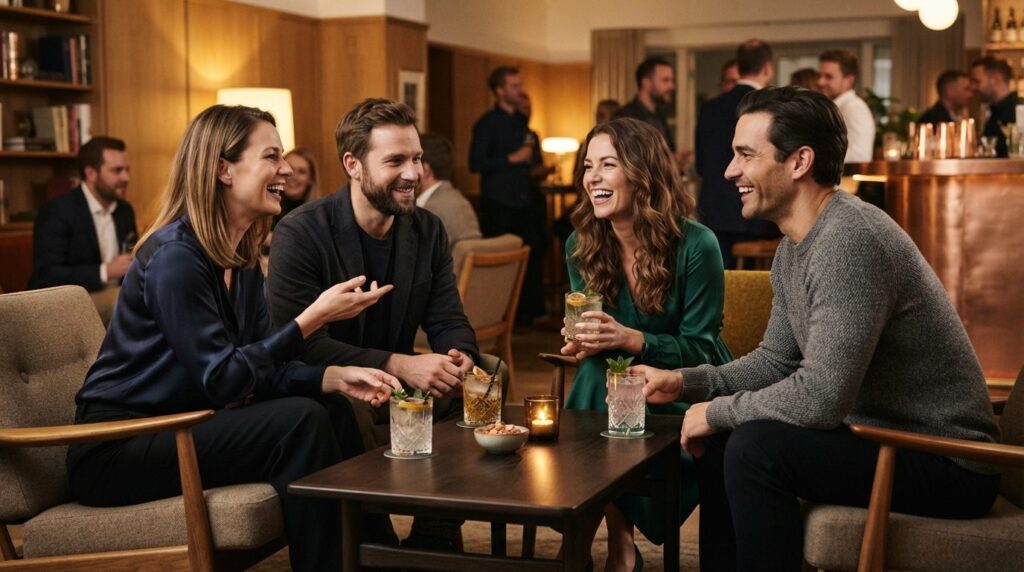 Professional stock photo of a group of four people (two coup