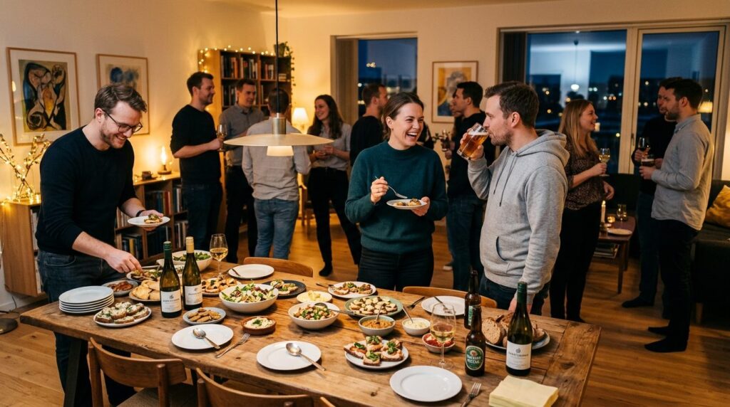 Professional event photography of a casual house party in Ko